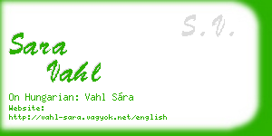 sara vahl business card