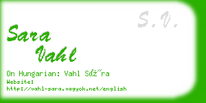 sara vahl business card